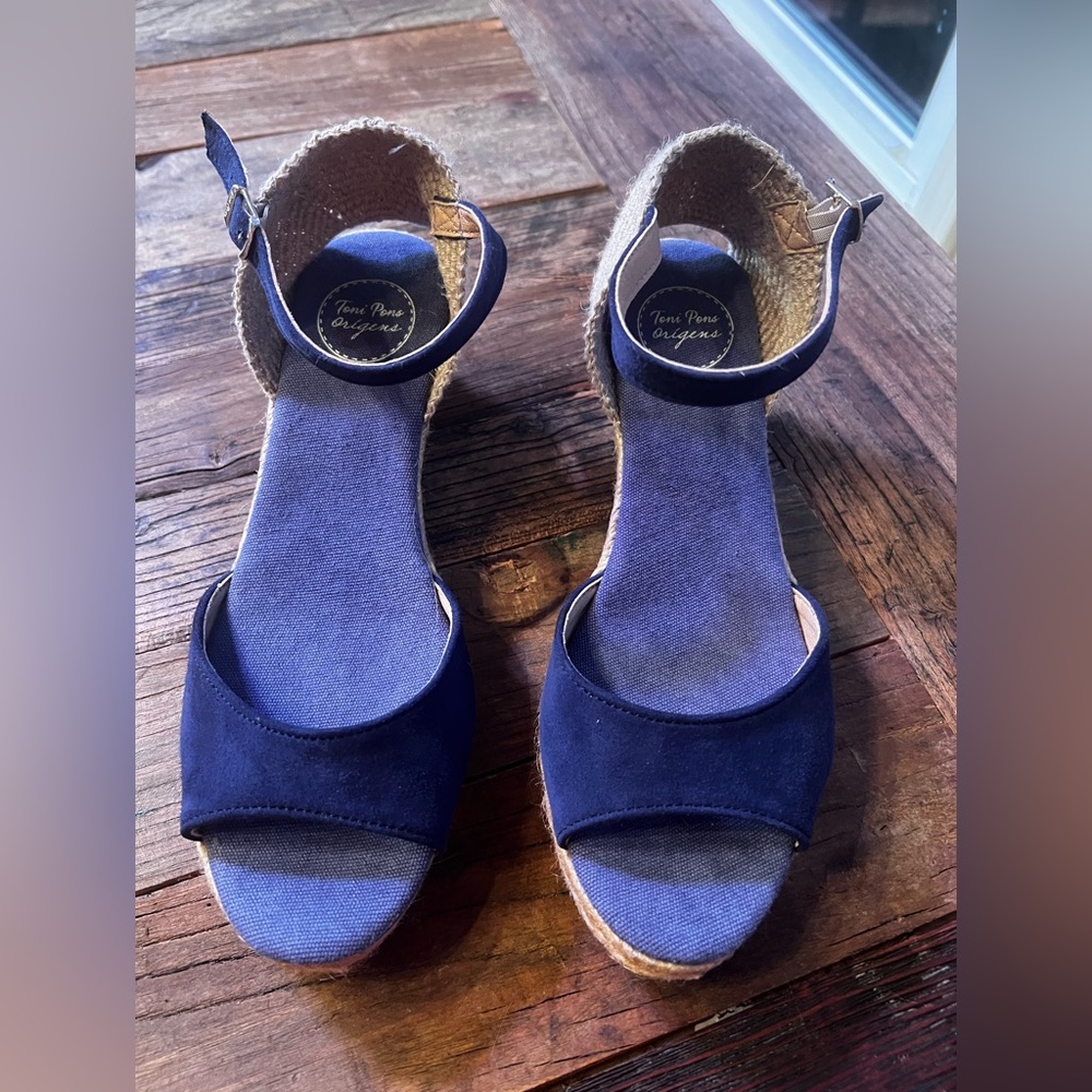 Toni Pons Women's Llivia Navy Espadrille Wedge Sandals USA sz 9, EU 40